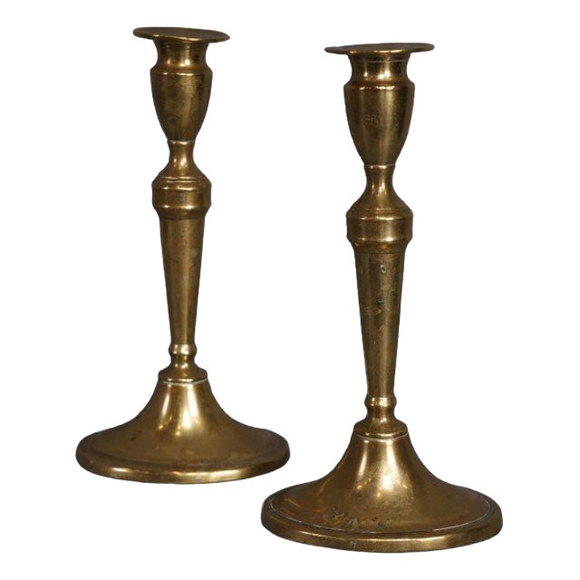 19th Century French Brass Candlesticks, Set of 2 For Sale