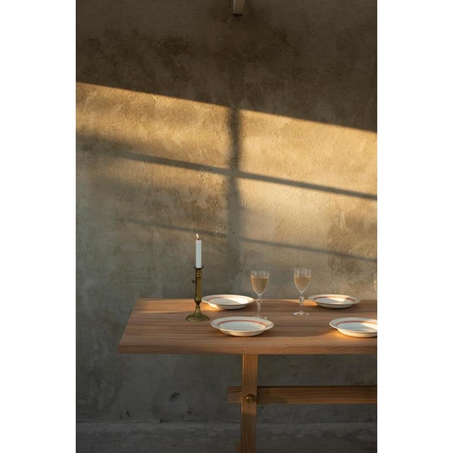 Gaspard Dining Table 180 in Light Oak and Brass by Eberhart Furniture For Sale - Image 6 of 18