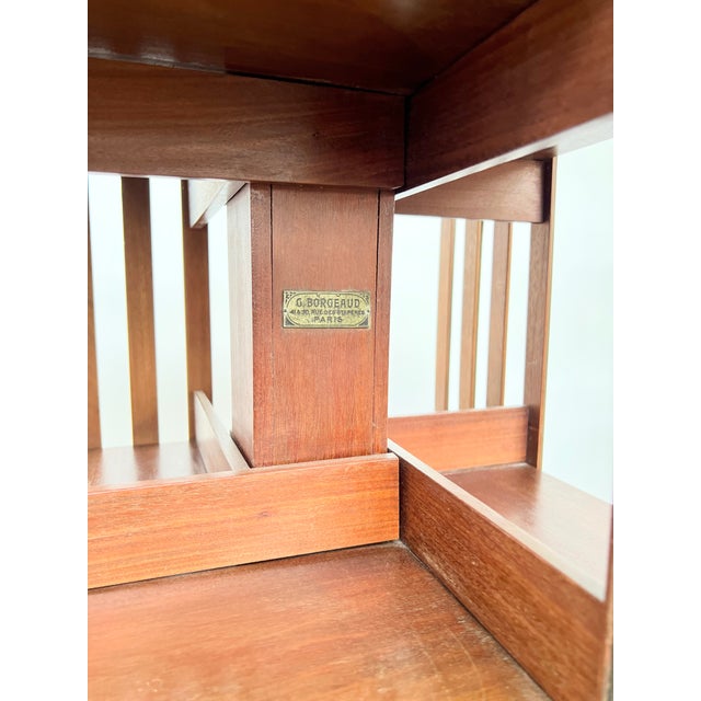 Mahogany and Brass Rotating Bookcase from G. Borgeaud, 1900 For Sale - Image 11 of 16