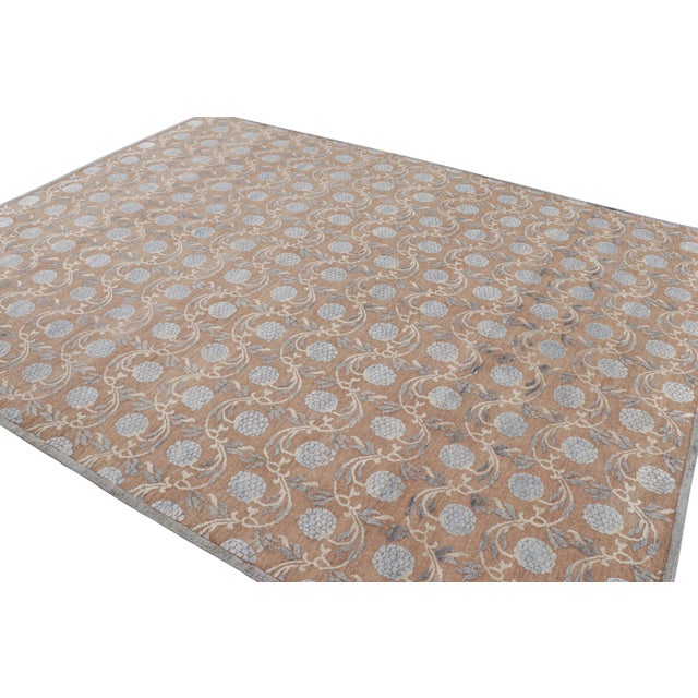 Not Yet Made - Made To Order Rug & Kilim’s Modern Block Print Rug in Brown and Blue with Floral Patterns - 9x12 For Sale - Image 5 of 7