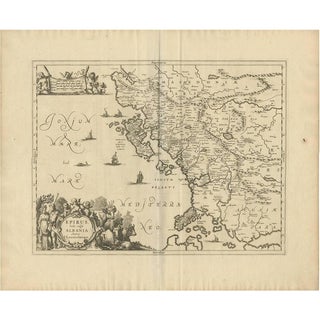 Antique Map of Epirus Albania by J. Janssonius, 1650 For Sale