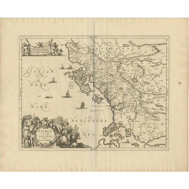 Antique Map of Epirus Albania by J. Janssonius, 1650 For Sale