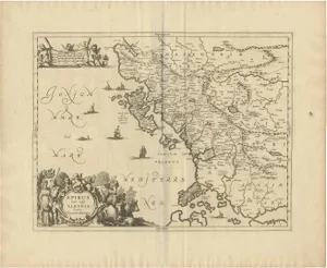 Antique Map of Epirus Albania by J. Janssonius, 1650