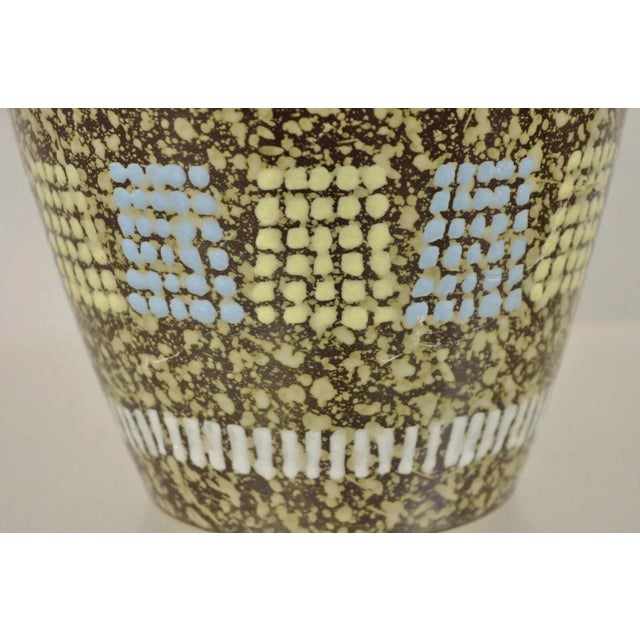 Ceramic Vintage German Mid Century Modern Brown Blue Yellow Vase Attr. Carstens Keramik For Sale - Image 7 of 9