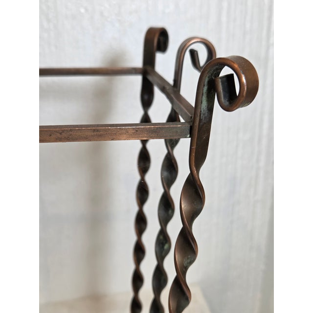 French 1940's Dark Copper Color Hand Forged Iron Umbrella/ Cane/ Magazine Stand For Sale - Image 10 of 11