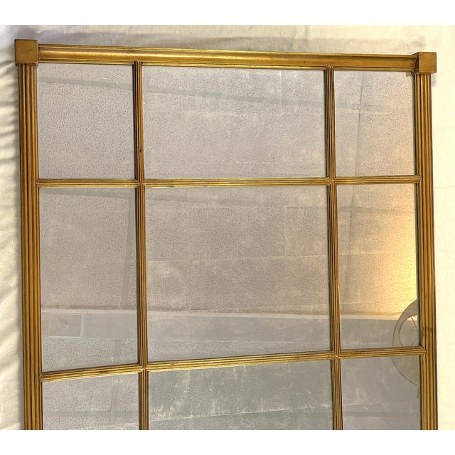 Vintage Bernhardt Large Paneled Gold Painted Wood Frame and Silver Leaf Mirror For Sale - Image 14 of 16