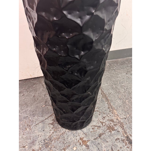 Metal Vintage Hammered Planter, Black For Sale - Image 7 of 12