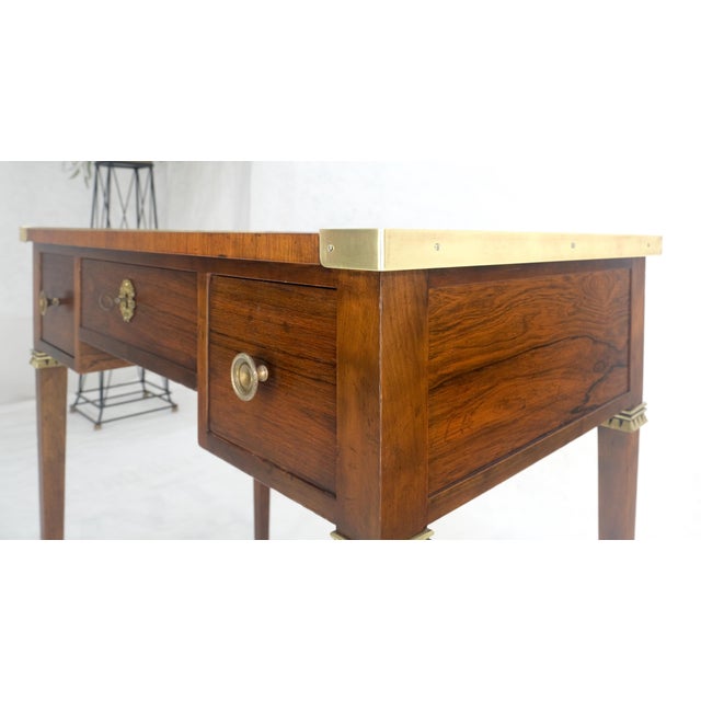 Baker Very Fine All Rosewood & Brass Gallery Trim Petit Desk Console Table MINT! For Sale - Image 14 of 14