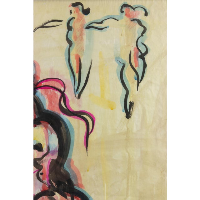 Modern Sirio Pellegrini, Ballerina, Watercolor, 1960s For Sale - Image 3 of 5