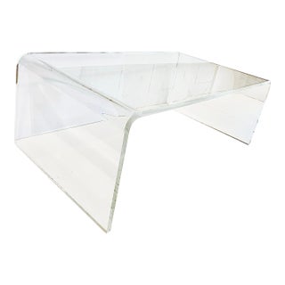 Clear Lucite Waterfall Coffee Table After Charles Hollis Jones For Sale