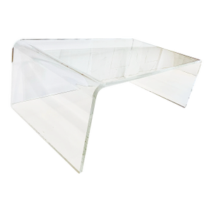 Clear Lucite Waterfall Coffee Table After Charles Hollis Jones