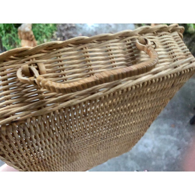 Mid 20th Century Natural Woven Wicker Rattan Tray With ...
