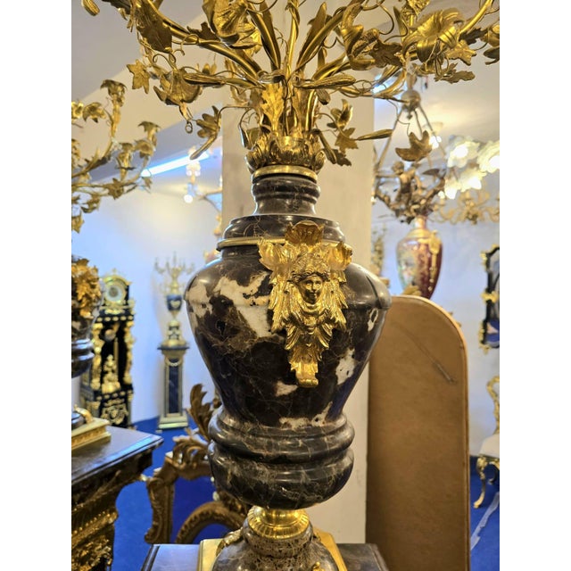 1990s Louis XVI-Style Black Porcelain Decorative Centerpiece With Gold Leaf Floral Details For Sale - Image 5 of 7