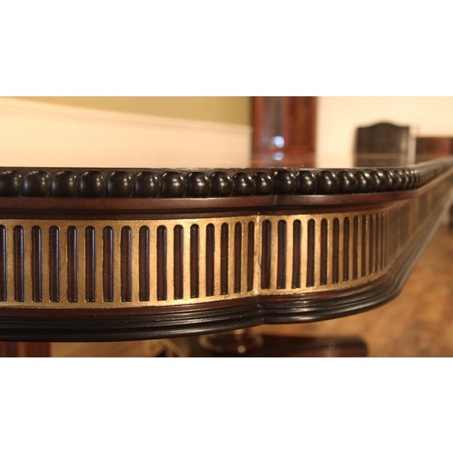 Large and Robust Neoclassical Mahogany Dining Table With Gold Leaf. New American Finish, Immaculate For Sale - Image 11 of 17