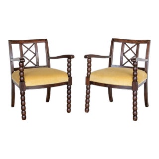 1940s French Wood Armchair For Sale