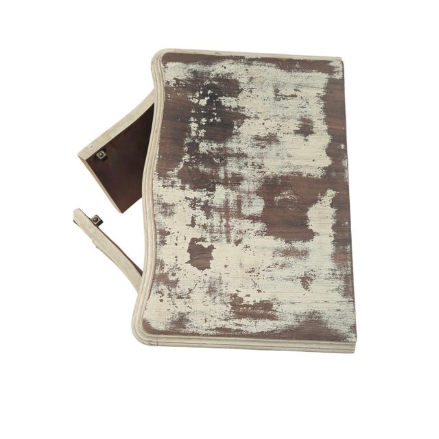 Antique Distressing Rustic French Provincial Style Table With Cabriolet Legs For Sale In Los Angeles - Image 6 of 12