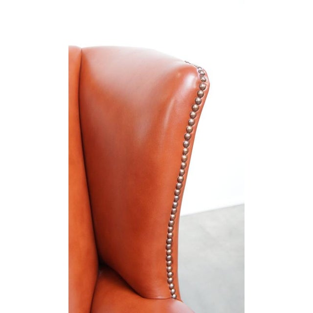 English Chesterfield Wing Chair in Cowhide Leather For Sale - Image 11 of 16