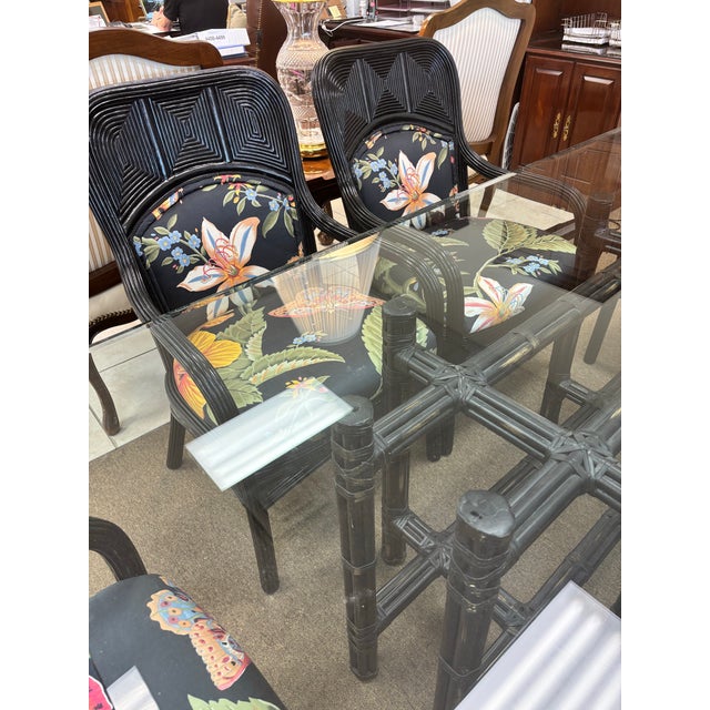 Mid 20th Century Mid 20th Century McGuire Bamboo Table With 6 Coordinating, Pencil Reed Designer Chairs For Sale - Image 5 of 12