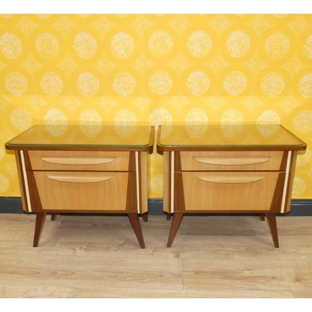Bedside Tables with Glass Top, 1960s, Set of 2 For Sale - Image 10 of 10