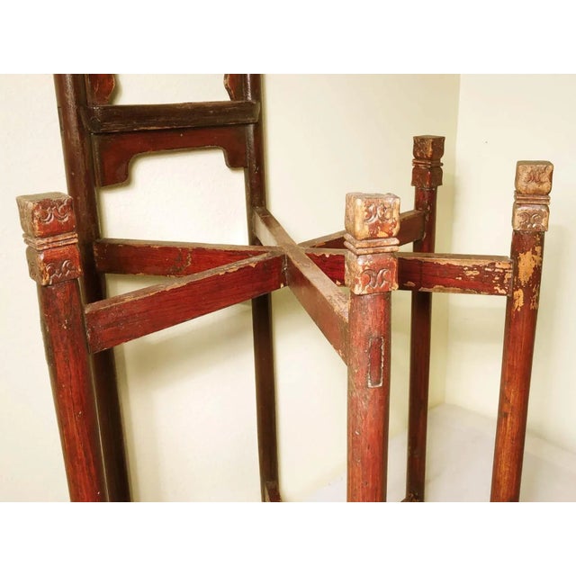 Red Antique Chinese Wash Stand, Circa Early of 19th Century For Sale - Image 8 of 10