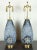 Pair of lovely Italian ceramic lamps with a whimsical snowflake design. The snowflake design is both incised and drip...