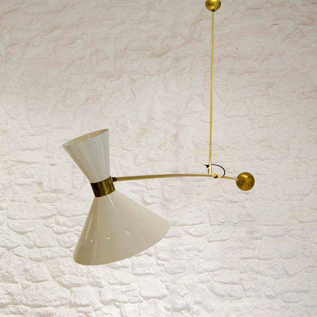 Industrial Mid-Century Italian Counterweight Ceiling Lamp in the style of Stilnovo, 1960s For Sale - Image 3 of 7