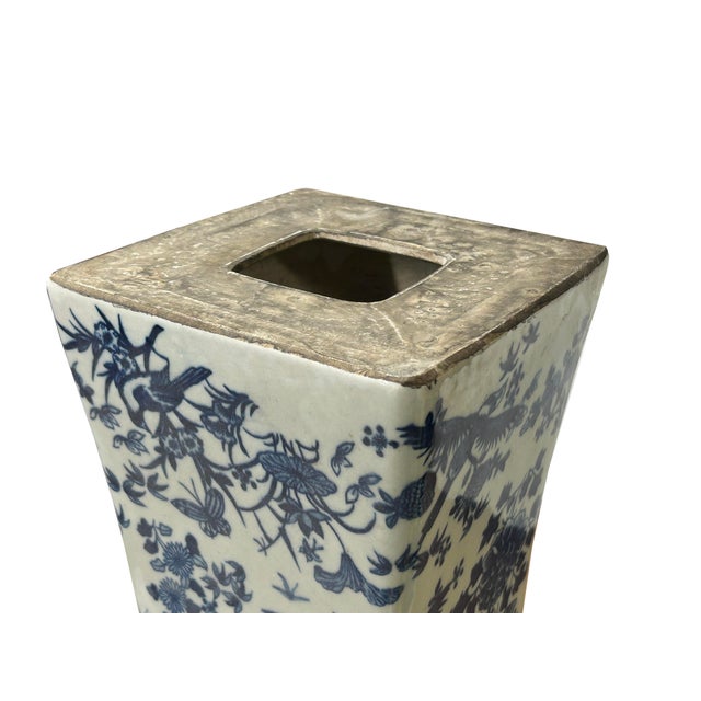 Chinese Blue White Porcelain Flowers Pillow Shape Display Art For Sale - Image 13 of 13