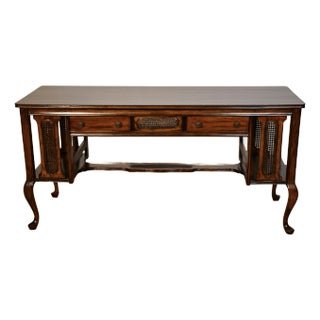 1930s Knoxville Tables Co. Queen Anne Mahogany Console Table Sofa Table Tv Stand For Sale