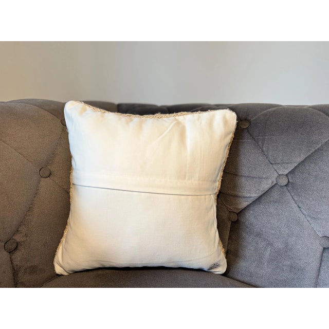 Textile Rustic Hemp Throw Pillow, Natural Golden Wheat Cushion, Handwoven Turkish Anatolian Pillow With Insert, 16x16 In For Sale - Image 7 of 7