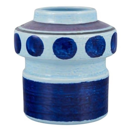Lavendel Ceramic Vase with Glaze in Blue Tones by Olle Alberius for Rörstrand, 1970s For Sale