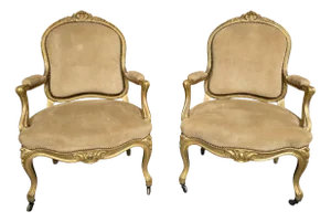 Set of French Gilt Bergere Armchairs, 1880