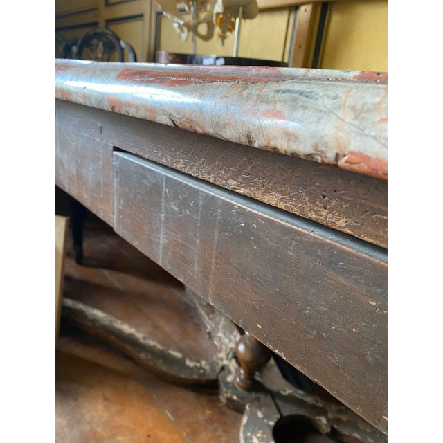 Rustic Antique French Marble Game Table, 1890s For Sale - Image 3 of 11