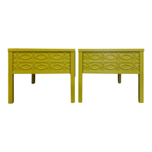 1970s Pair Lacquered Mid Century Side Table Set