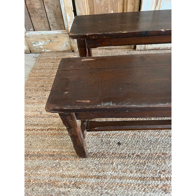 Handsome pair of 19th C French farm house benches, all original, very sturdy and ready for everyday use. Perfect when...