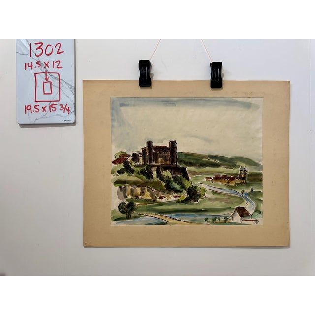 Paper Henry Emil Salloch Original Watercolor on Paper Michelangeli by Evening. For Sale - Image 7 of 7