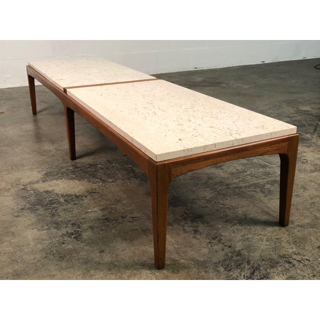Lane Rhythm MidCentury Modern Coffee Table With Travertine Top Long
