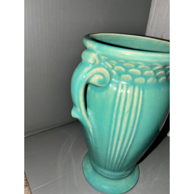 Rare 1939 Robinson Ransbottom Tionesta Vase - Teal Art Deco - Usa 157 For Sale - Image 12 of 12