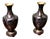 Vintage Black Cloisonné Baluster Vases on Stands, 1920, Set of 2 For Sale