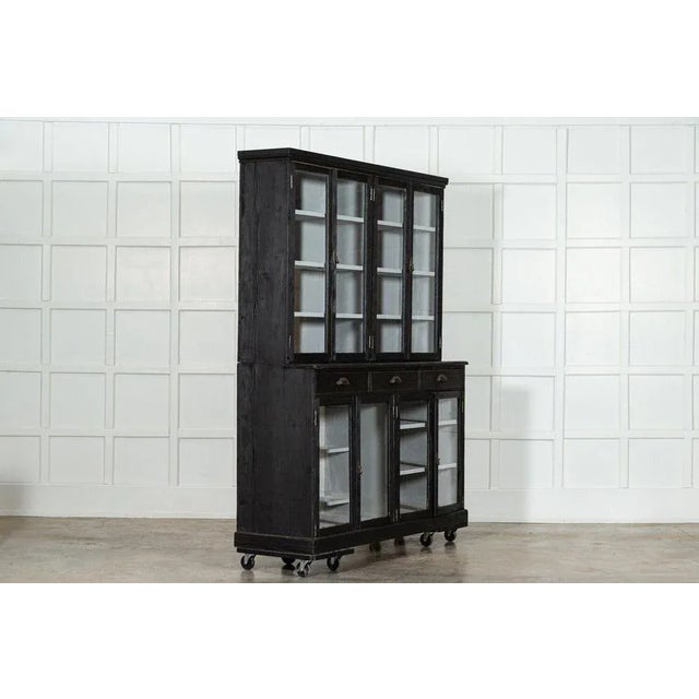 English Ebonised Glazed Pine Dresser or Bookcase, 1890 For Sale - Image 3 of 12