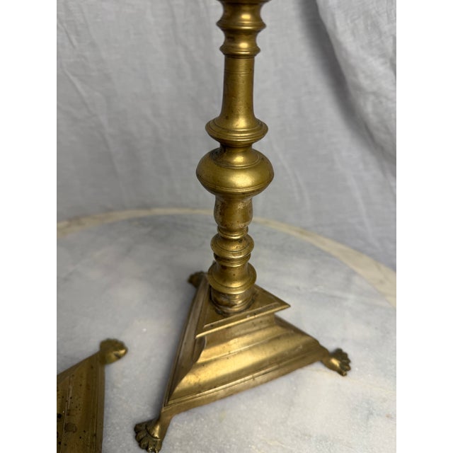Brass Pair of 19th Century Spanish Baroque Style Brass Candlesticks - 14.5" H For Sale - Image 8 of 12