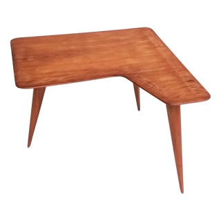 Vintage Asymmetrical Wooden Veneer Coffee Table attributed to Gio Ponti, Italy, 1950s For Sale