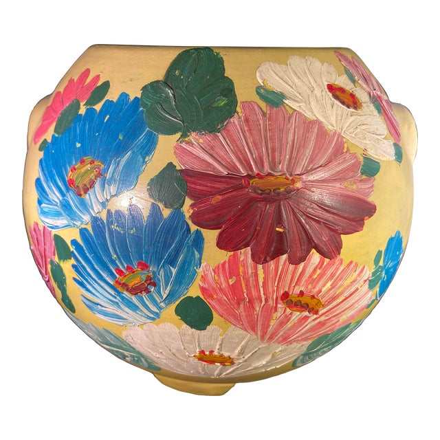 1930s Ransburg Yellow Hand-Painted Pot For Sale