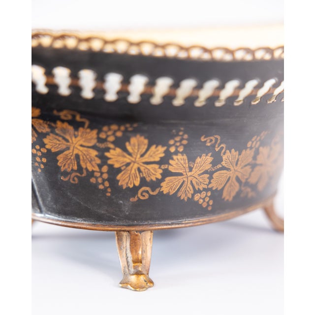 Black Antique French Black and Gilt Tole Jardiniere Cachepot For Sale - Image 8 of 10