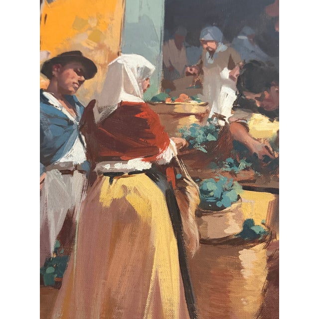 Gold Witman Etelka Vízkeleti (1882-1962) Hungarian Impressionist Market Scene Oil on Canvas For Sale - Image 8 of 10