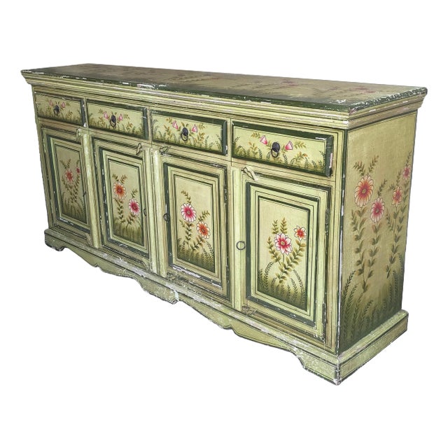 Antique French Country Hand Painted Cabinet For Sale