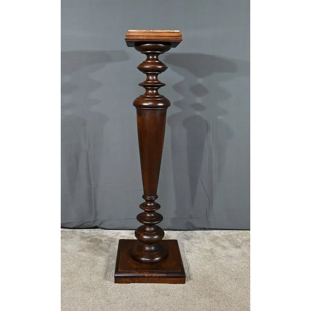 High Column in Walnut and Marble, 1920 For Sale - Image 10 of 13