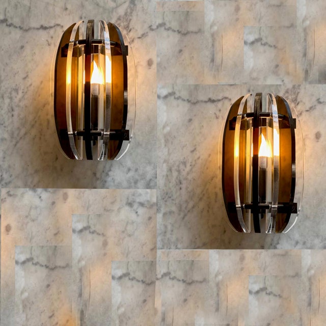 Vintage Wall Lights in Acrylic, 1980s, Set of 2 For Sale - Image 16 of 18