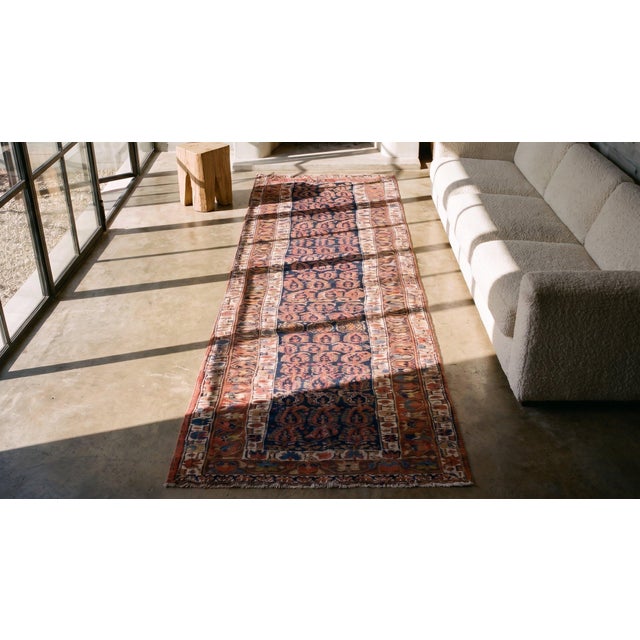 Navy Blue Late 19th Century Persian Kurdish Carpet ( 3'7" x 17'3" - 109 x 526 ) For Sale - Image 8 of 8