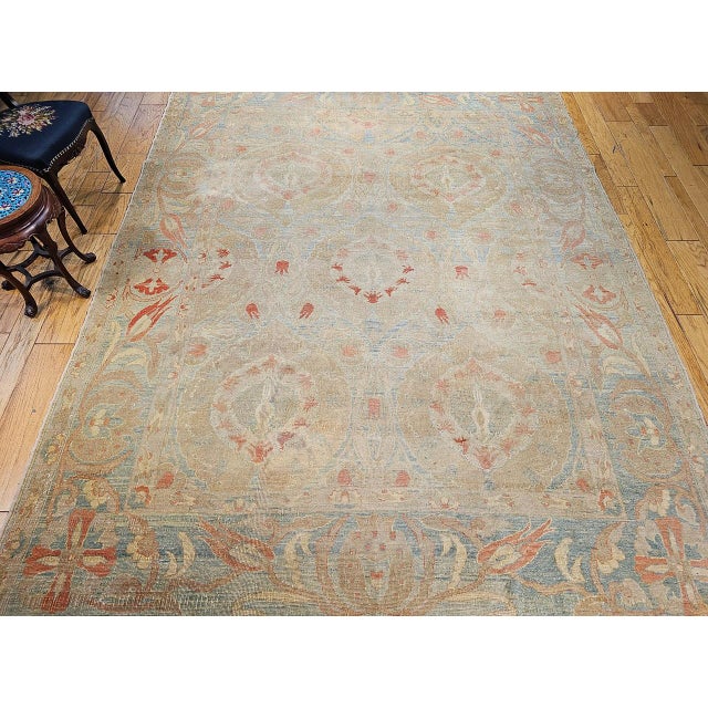 Vintage Turkish Oushak Rug, Hand-Knotted Wool, Allover Floral Design, 9' x 12' For Sale - Image 9 of 18