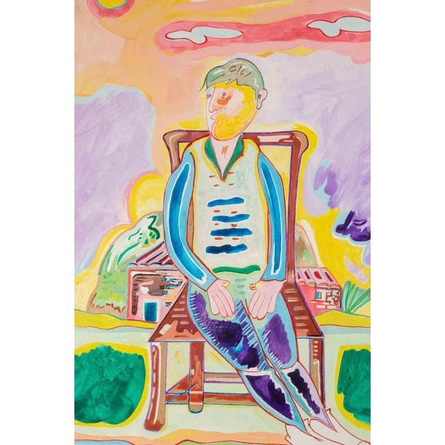 Oil on wooden table realized by Luciano Schifano (1943) in 1987. Hand signed and titled. Good condition. This piece is...